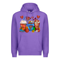 Purple Basketball Coffee Cups Premium Hoodie - FaDigitalArtStudio