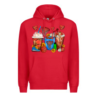 Red Basketball Coffee Cups Premium Hoodie - FaDigitalArtStudio