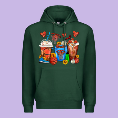 Basketball Coffee Cups Premium Hoodie Designed By Fadigitalartstudio