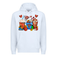 White Basketball Coffee Cups Premium Hoodie - FaDigitalArtStudio