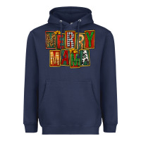 Navy merry mama Heavyweight Hoodie - FaDigitalArtStudio