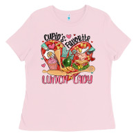 Bubblegum Pink cupids favorite lunch lady Ladies Tee - MaliasSmallBusiness