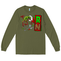 Army Green Christmas Character  Nurse Long Sleeve Tee - NancyCooperArtShop