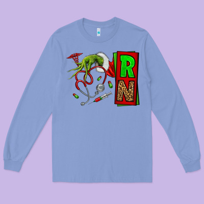Christmas Character  Nurse Long Sleeve Tee Designed By Nancycooperartshop