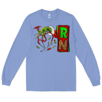 Colony Blue Christmas Character  Nurse Long Sleeve Tee - NancyCooperArtShop