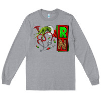 Heather Grey Christmas Character  Nurse Long Sleeve Tee - NancyCooperArtShop