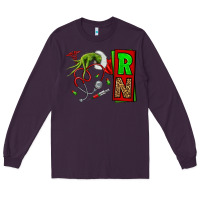 Plum Christmas Character  Nurse Long Sleeve Tee - NancyCooperArtShop
