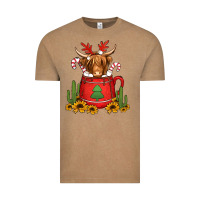 Vintage Coffee hot coco christmas highland cow Vintage Tee - Jasminsmagicworld