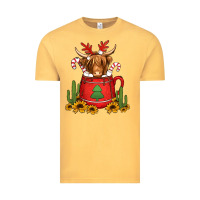 Vintage Mustard hot coco christmas highland cow Vintage Tee - Jasminsmagicworld