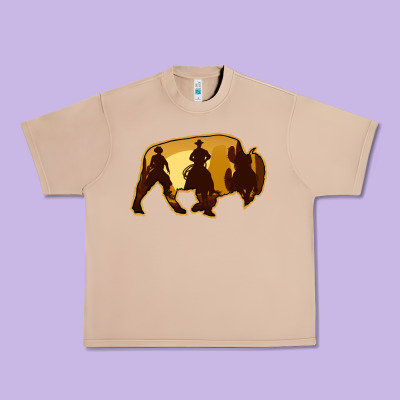 Bison Silhouette Cowboy Urban Heavy Tee Designed By Bettercallsaul