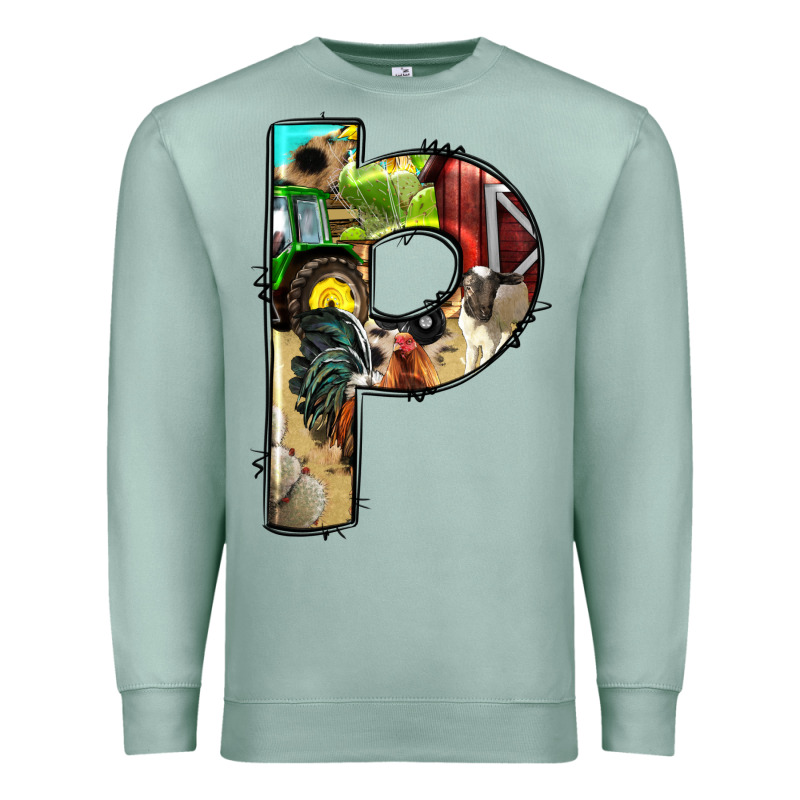 Farm Life Alphabet Lowercase Letters P Premium Sweatshirt by BundleAndBundleShop | Teevron