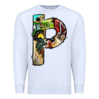 White farm life alphabet lowercase letters p Premium Sweatshirt - BundleAndBundleShop