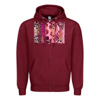 Burgundy breast cancer brushstroke Zipper Hoodie - FaDigitalArtStudio