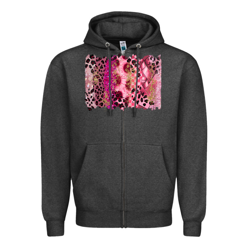Breast Cancer Brushstroke Zipper Hoodie by FaDigitalArtStudio | Teevron