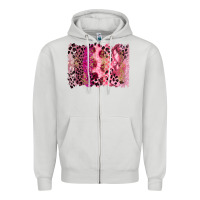Dove Grey breast cancer brushstroke Zipper Hoodie - FaDigitalArtStudio