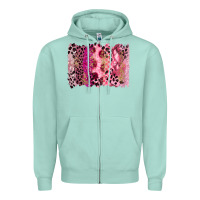 Seafoam breast cancer brushstroke Zipper Hoodie - FaDigitalArtStudio