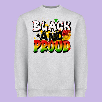 Black And Proud Heavyweight Sweatshirt Designed By Cowgirlartshop