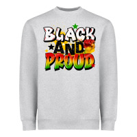 Heather Grey black and proud Heavyweight Sweatshirt - CowGirlArtShop