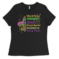 Black mardi gras parades beads french quarter beignets k Ladies Tee - MaliasSmallBusiness