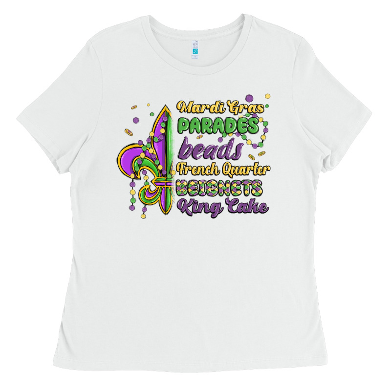 Mardi Gras Parades Beads French Quarter Beignets K Ladies Tee by MaliasSmallBusiness | Teevron