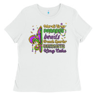 White mardi gras parades beads french quarter beignets k Ladies Tee - MaliasSmallBusiness