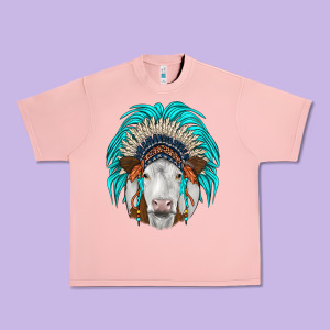 Simmental Indian Headdress Urban Heavy Tee Designed By Jahusdesignshop