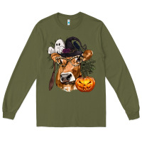 Army Green Boo Heifer Cow Halloween Long Sleeve Tee - texasbilliewilder