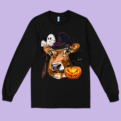Boo Heifer Cow Halloween Long Sleeve Tee Designed By Texasbilliewilder
