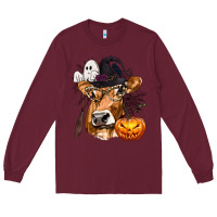 Burgundy Boo Heifer Cow Halloween Long Sleeve Tee - texasbilliewilder