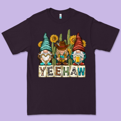 Yeehaw With Gnomies Premium Tee Designed By Nancycooperartshop