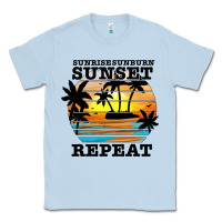 Dusty Blue sunrise sunburn sunset repeat Classic Tee - JahusDesignShop