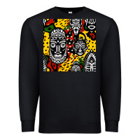Black african masks colorful seamless pattern Premium Sweatshirt - BundleAndBundleShop