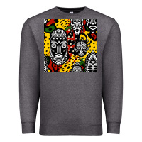 Charcoal Heather african masks colorful seamless pattern Premium Sweatshirt - BundleAndBundleShop