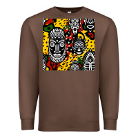 Chestnut african masks colorful seamless pattern Premium Sweatshirt - BundleAndBundleShop