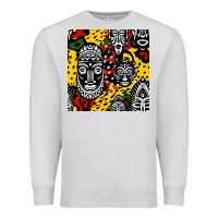 Dove Grey african masks colorful seamless pattern Premium Sweatshirt - BundleAndBundleShop