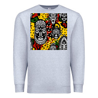 Heather Grey african masks colorful seamless pattern Premium Sweatshirt - BundleAndBundleShop