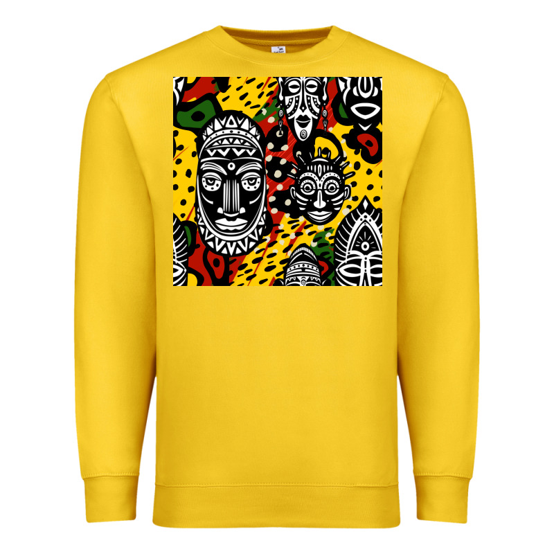 African Masks Colorful Seamless Pattern Premium Sweatshirt by BundleAndBundleShop | Teevron