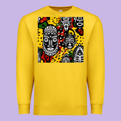 African Masks Colorful Seamless Pattern Premium Sweatshirt Designed By Bundleandbundleshop