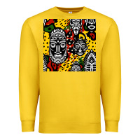 Lemon african masks colorful seamless pattern Premium Sweatshirt - BundleAndBundleShop
