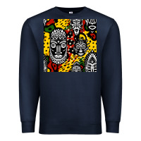 Navy african masks colorful seamless pattern Premium Sweatshirt - BundleAndBundleShop