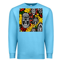 Ocean Blue african masks colorful seamless pattern Premium Sweatshirt - BundleAndBundleShop