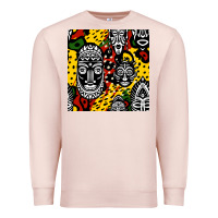 Pale Pink african masks colorful seamless pattern Premium Sweatshirt - BundleAndBundleShop