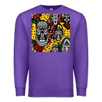 Purple african masks colorful seamless pattern Premium Sweatshirt - BundleAndBundleShop