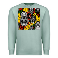 Seafoam african masks colorful seamless pattern Premium Sweatshirt - BundleAndBundleShop