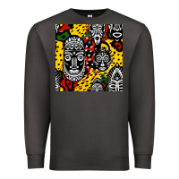 Smoke african masks colorful seamless pattern Premium Sweatshirt - BundleAndBundleShop