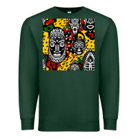 Sports Green african masks colorful seamless pattern Premium Sweatshirt - BundleAndBundleShop
