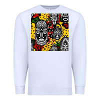 White african masks colorful seamless pattern Premium Sweatshirt - BundleAndBundleShop