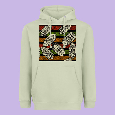 African Mask Seamless Pattern Heavyweight Hoodie Designed By Bundleandbundleshop
