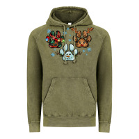 Vintage Olive Christmas paws Vintage Hoodie - RanaPortraitStore