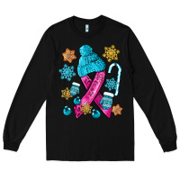 Black winter breast cancer ribbon Long Sleeve Tee - NancyCooperArtShop